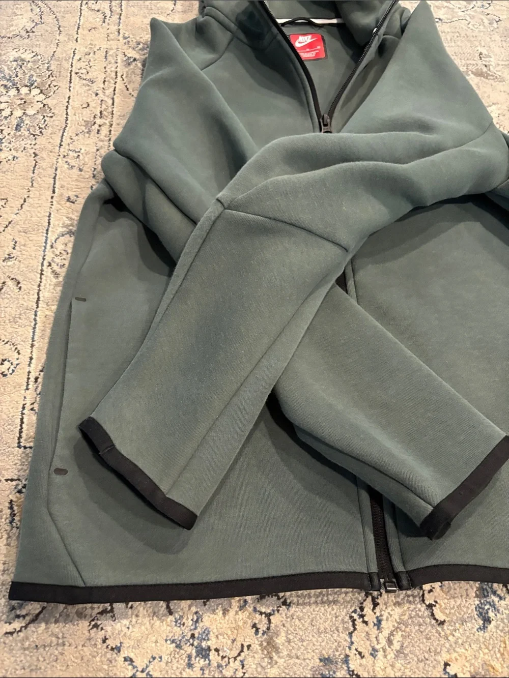 Nike tech Youth Hooded Full-Zip Jacket in Slate Green with Black Accents
